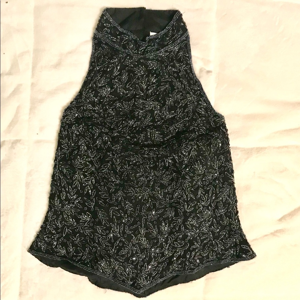Sparkly embroidered black and silver evening top 🟣